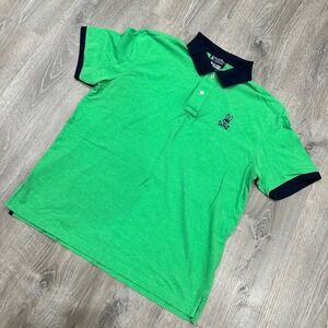 Psycho Bunny Polo Mens XL Green Pima Cotton Robert Godley Navy Collar Polo Shirt